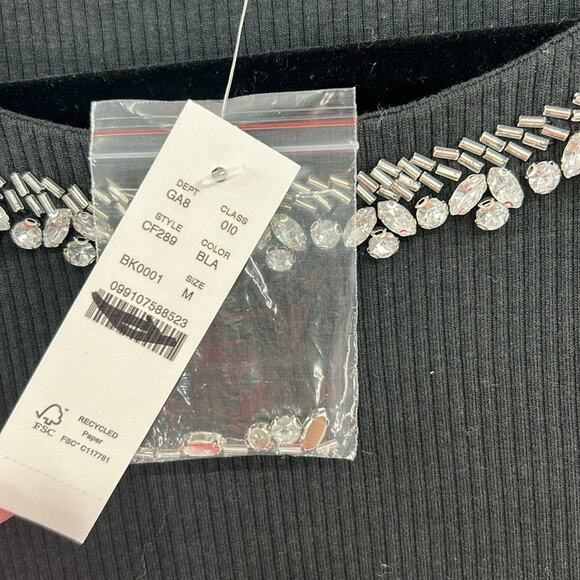 J. Crew Women's Vintage rib boatneck T-shirt with embellishments - Black - M NWT - Picture 4 of 8